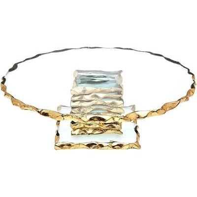 Glass Gold Cake Stand S