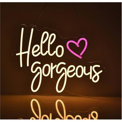 Neon Sign HELLO GORGEOUS - Acrylic - USB Powered - Warm Light / Pink