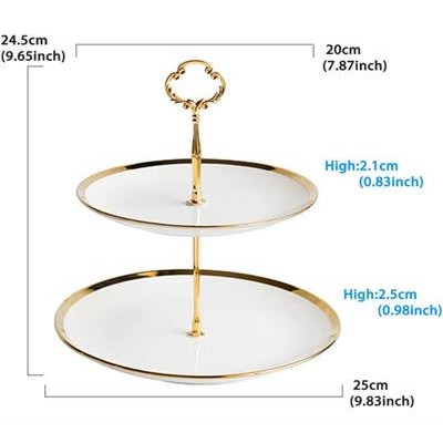 Ceramic White e Gold Two Tier Suport