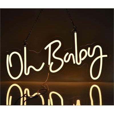 Neon Sign Oh BABY - Acrylic - USB Powered - Warm Light