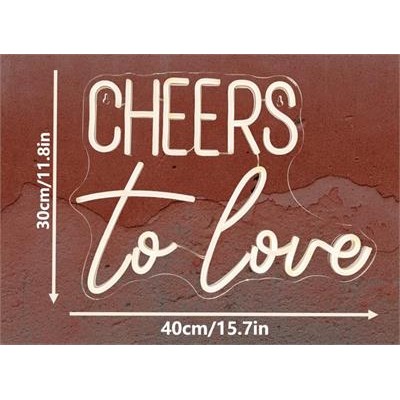 Neon Sign CHEERS TO LOVE - Acrylic - USB Powered - Warm Light